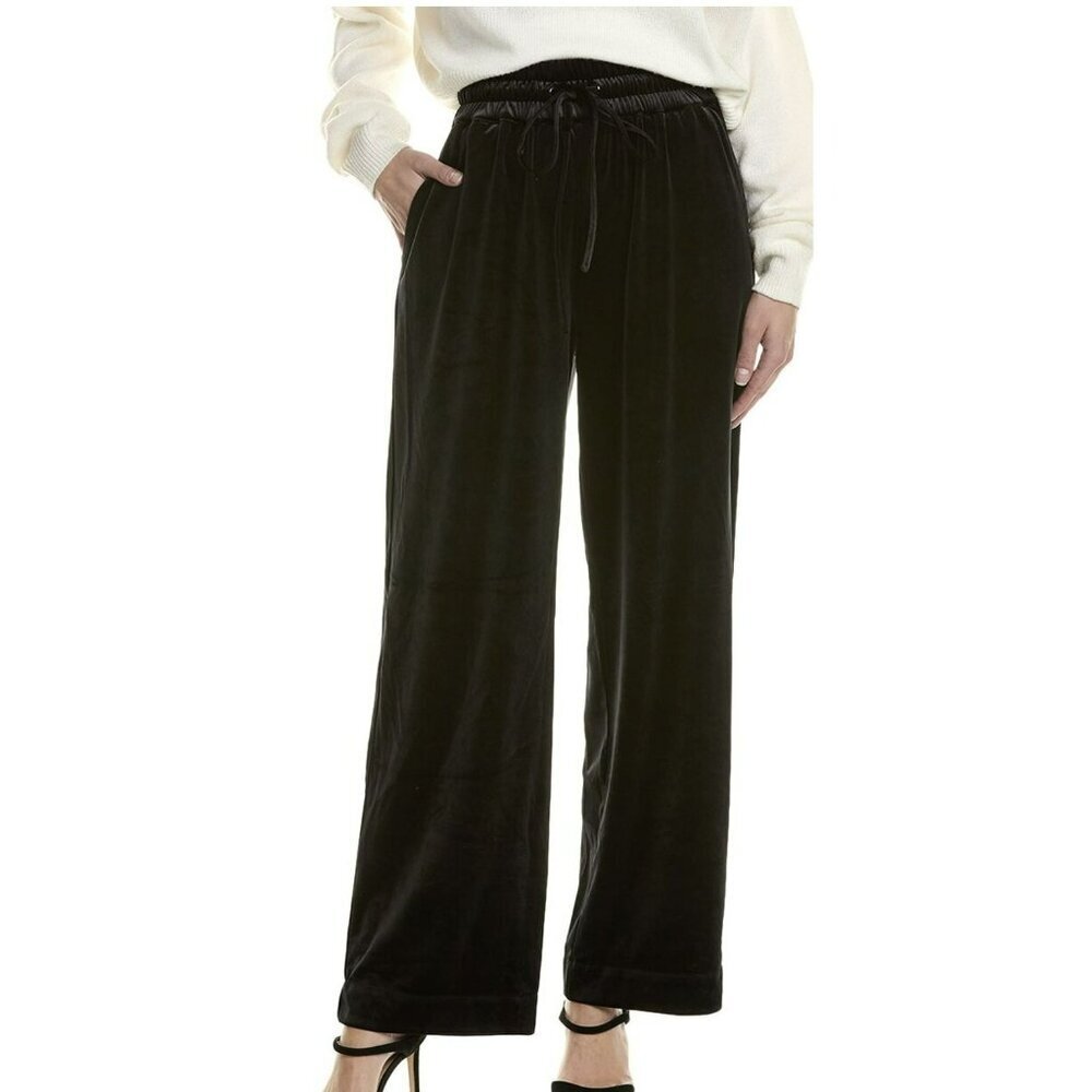 All Saints Tyler Black Velour Pull On Drawstring Trouser Pant Size 8 NEW